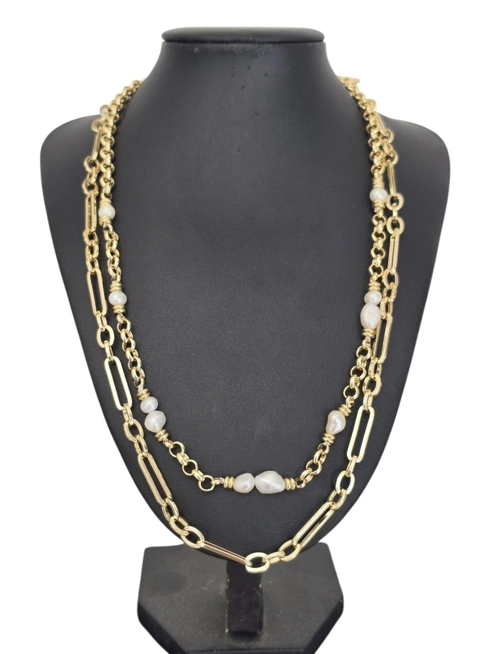 Kendra Scott Mollie Multi Strand Convertible Necklace Genuine Pearl Goldtone